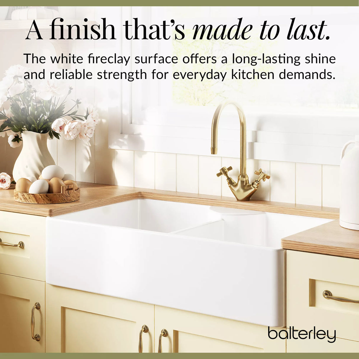 Double Bowl Fireclay Ceramic Stepped Weir Butler Kitchen Sink - Multiple Styles Available