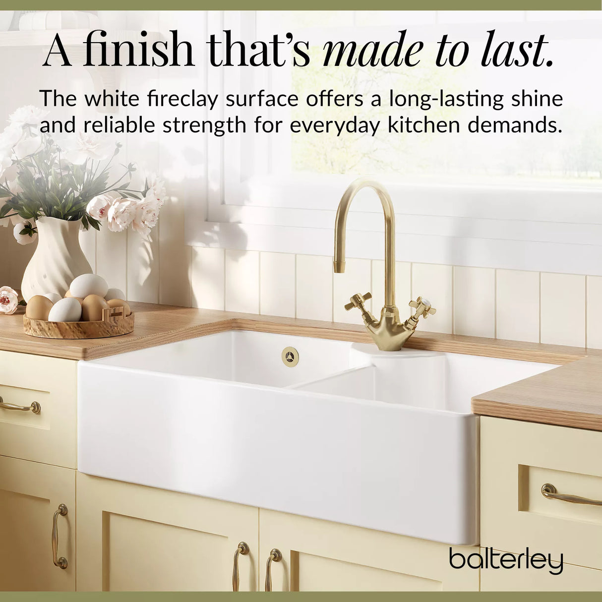 Double Bowl Fireclay Ceramic Stepped Weir Butler Kitchen Sink - Multiple Styles Available
