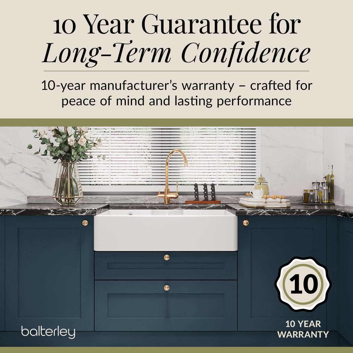 Double Bowl Fireclay Ceramic Butler Kitchen Sink with Stepped Weir, Tap Hole & Waste