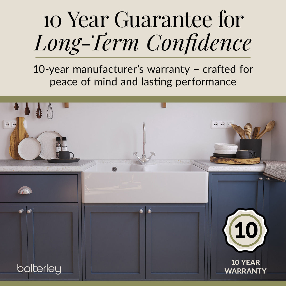 Double Bowl Fireclay Ceramic Butler Kitchen Sink Bundle with Overflow, Mixer Tap & Wastes