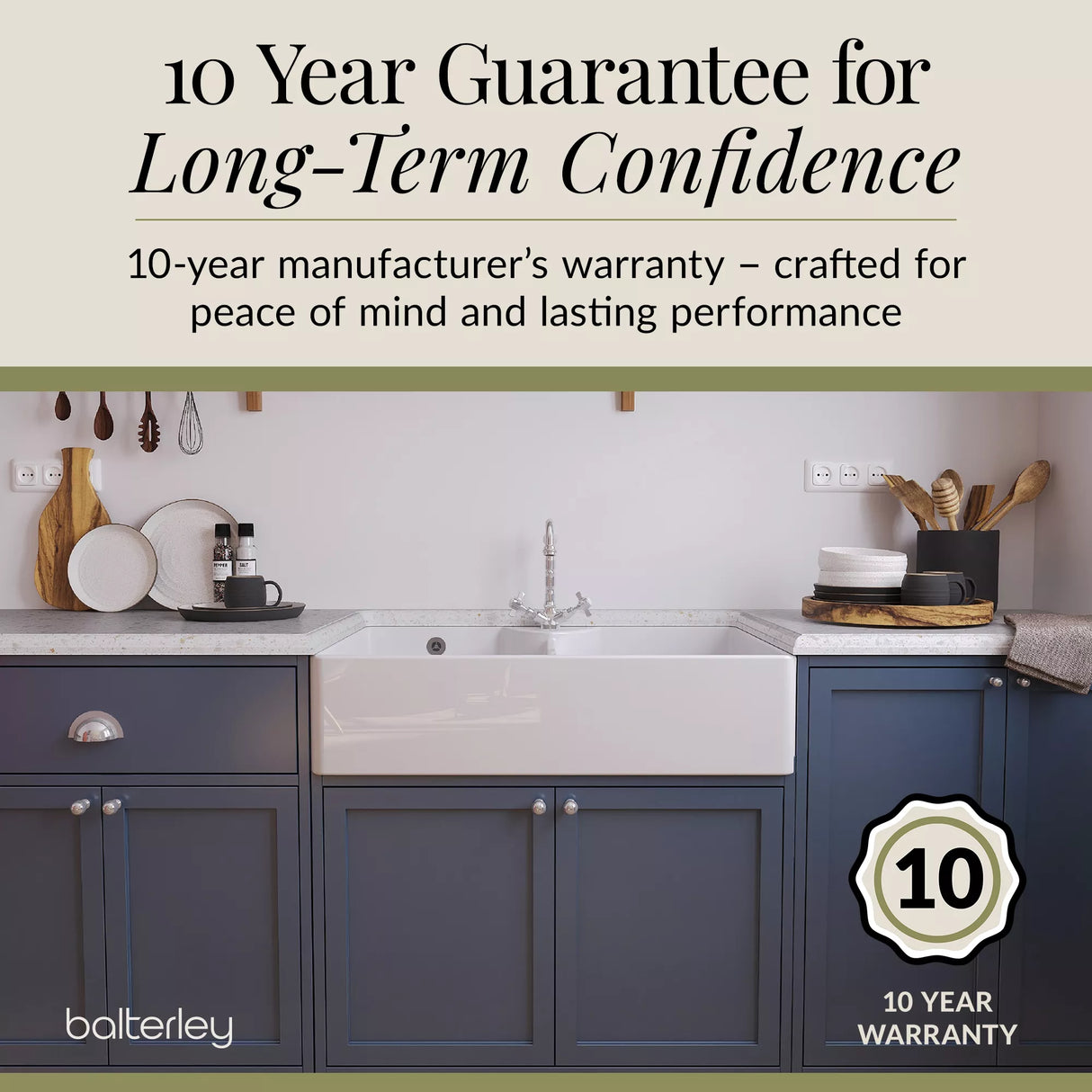 Double Bowl Fireclay Butler Kitchen Sink Bundle with Overflow, Classic Tap & Wastes