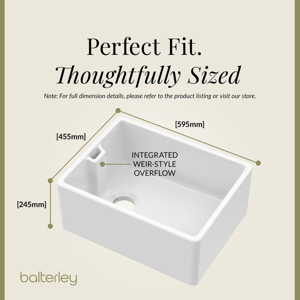 Single Bowl Belfast Kitchen Sink - Multiple Sizes Available