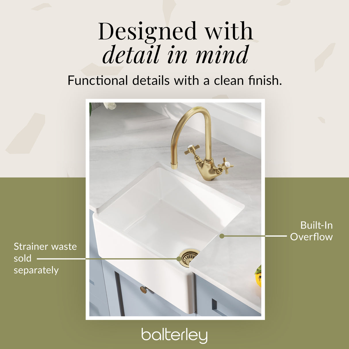 Single Bowl Belfast Kitchen Sink with Overflow