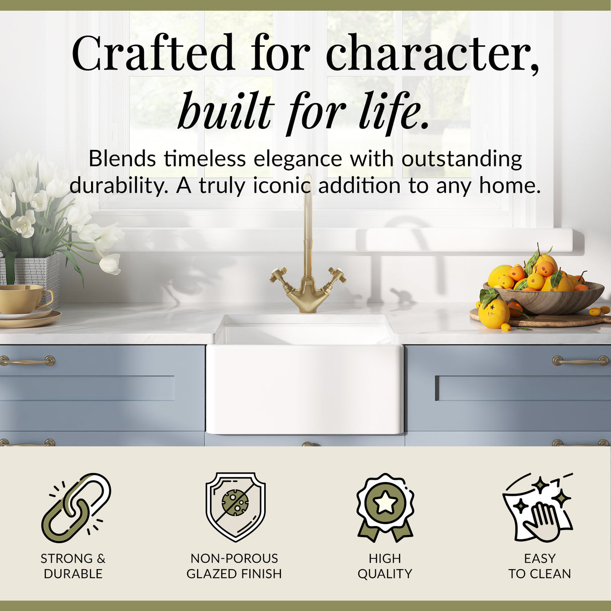 Single Bowl Belfast Kitchen Sink with Overflow