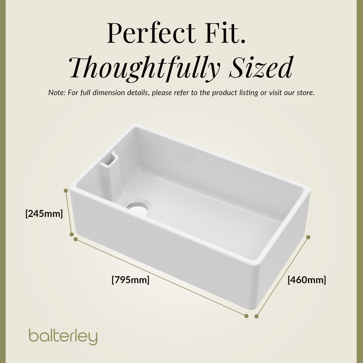 Single Bowl Belfast Kitchen Sink - Multiple Sizes Available