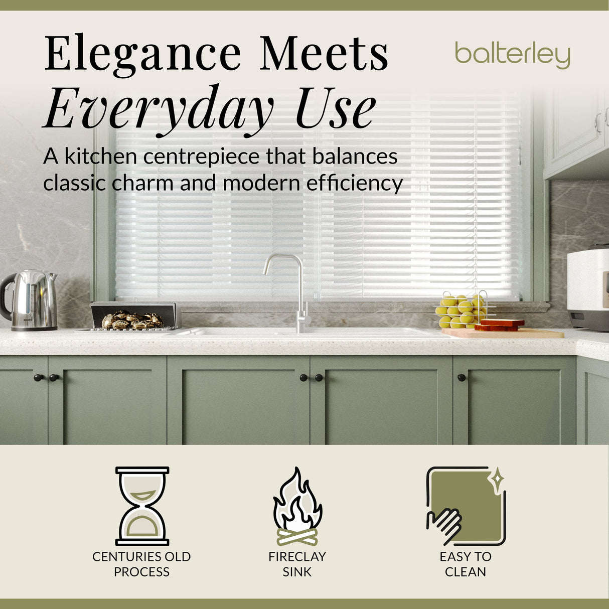 101cm 1.5 Bowl Fireclay Inset Kitchen Sink with Waste - 1010 x 525 x 235mm - Choice of Waste Finish