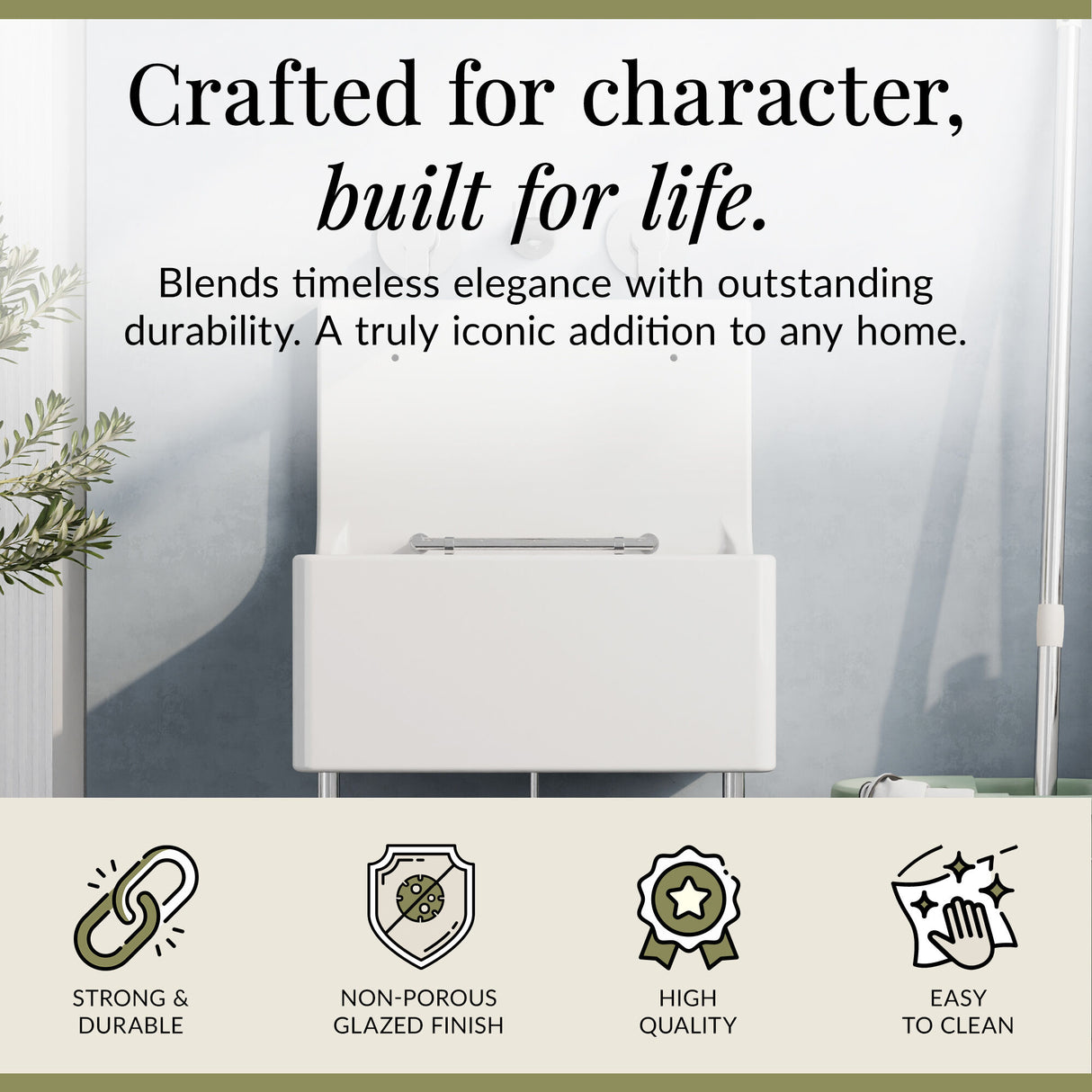 Single Bowl Fireclay Ceramic Cleaner Sink w.Grid - Multiple Sizes and Accessories