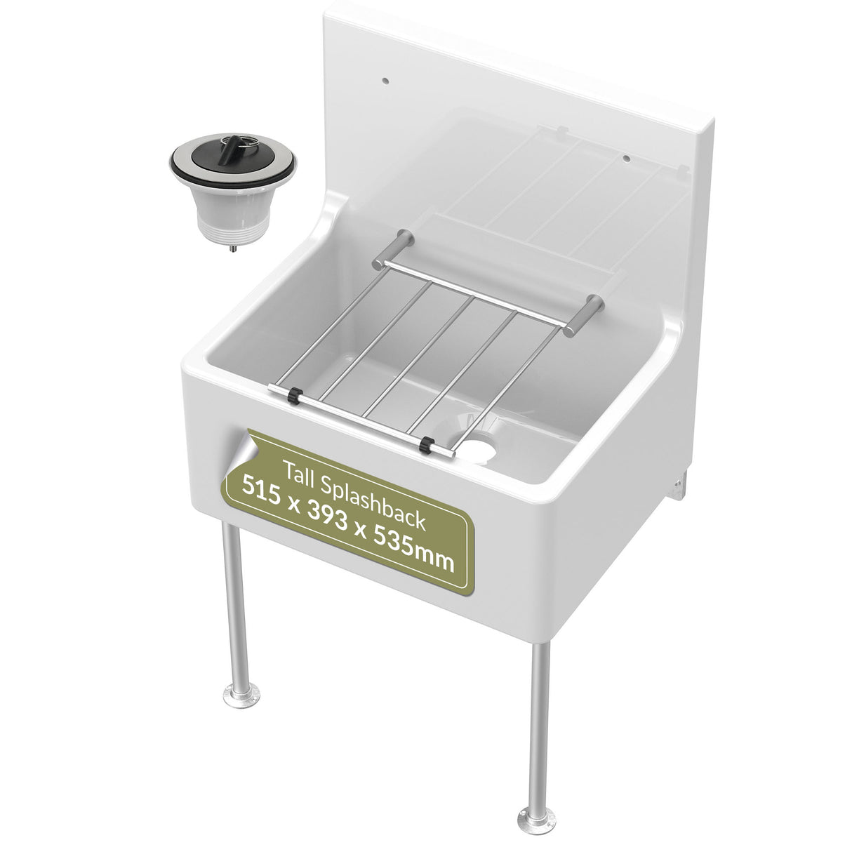 Single Bowl Fireclay Ceramic Cleaner Sink w.Grid - Multiple Sizes and Accessories