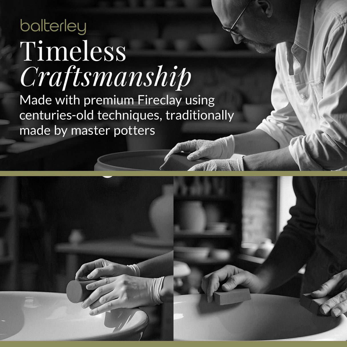 Single Bowl Fireclay Ceramic Cleaner Sink w.Grid - Multiple Sizes and Accessories