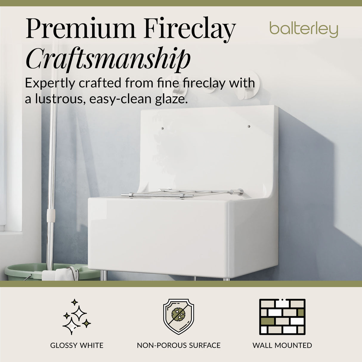 Single Bowl Fireclay Ceramic Cleaner Sink w.Grid - Multiple Sizes and Accessories