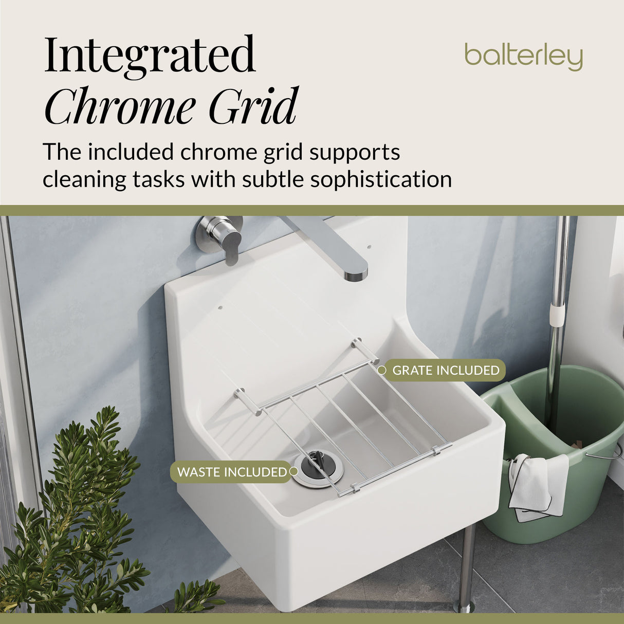 Single Bowl Fireclay Ceramic Cleaner Sink w.Grid - Multiple Sizes and Accessories