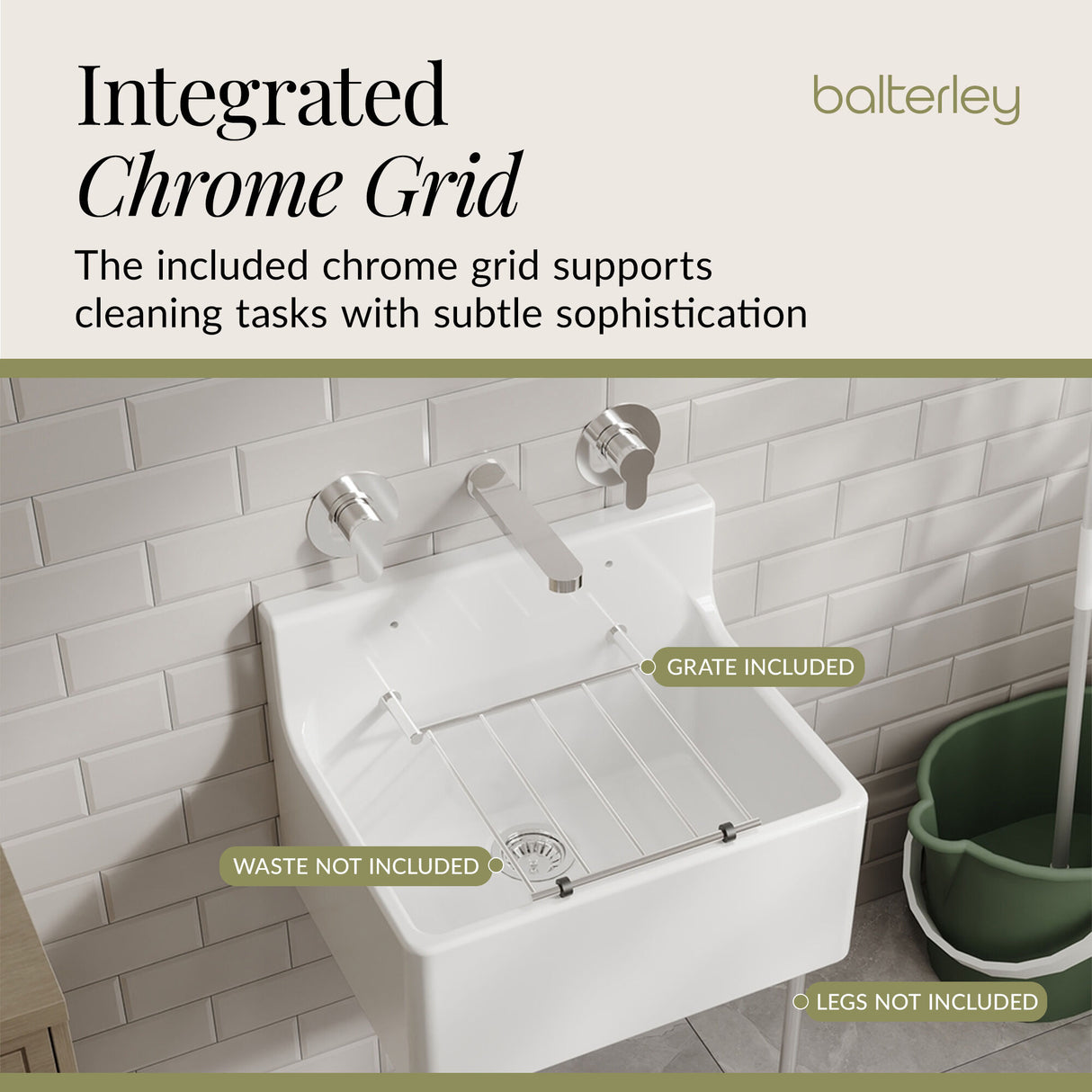 Single Bowl Fireclay Ceramic Cleaner Sink w.Grid - Multiple Sizes and Accessories