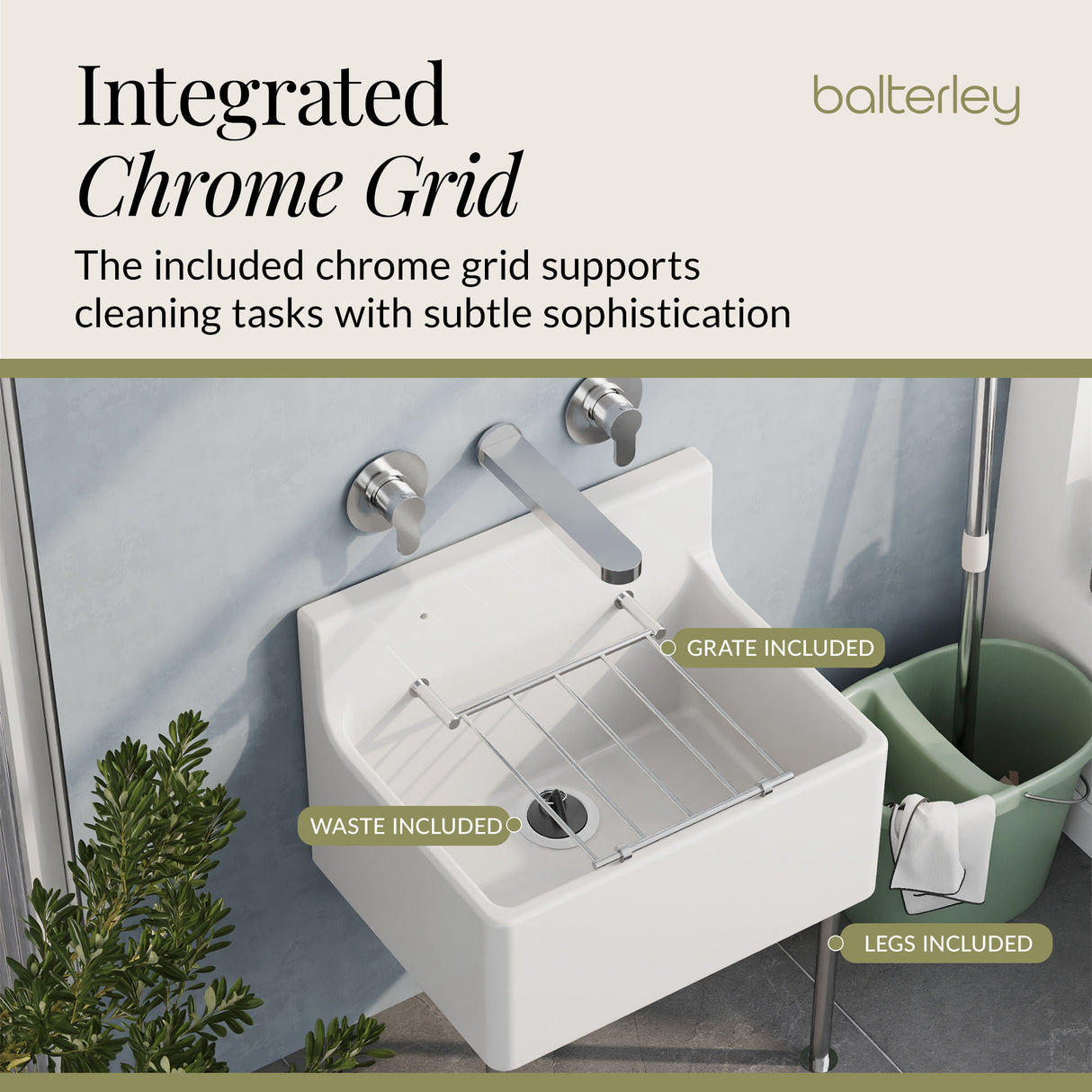 Single Bowl Fireclay Ceramic Cleaner Sink w.Grid - Multiple Sizes and Accessories