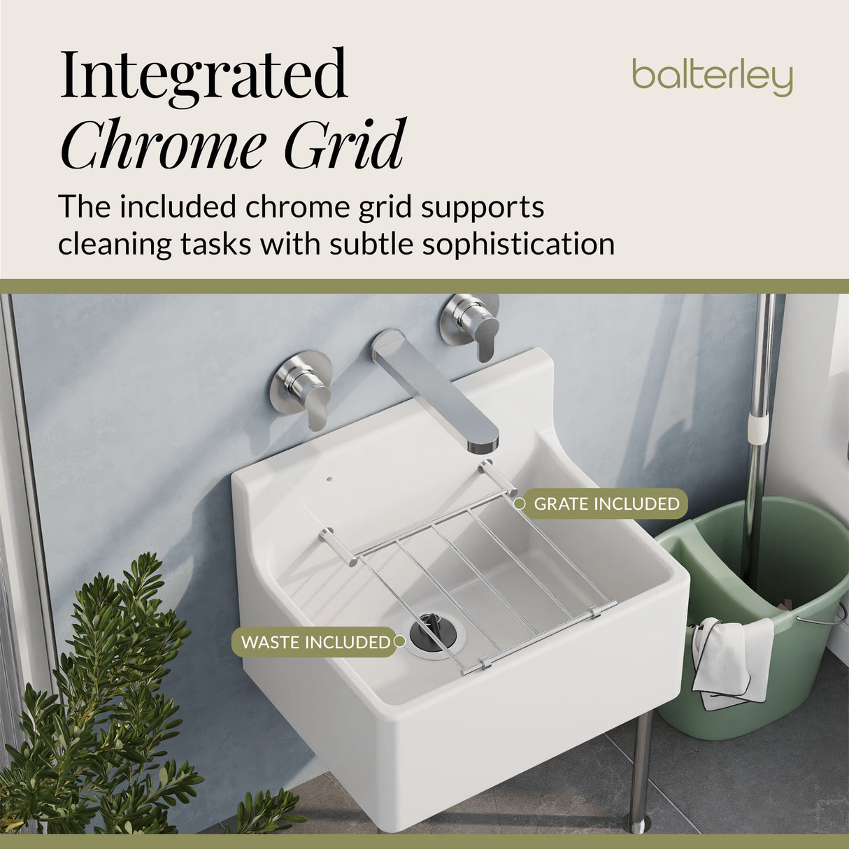 Single Bowl Fireclay Ceramic Cleaner Sink w.Grid - Multiple Sizes and Accessories