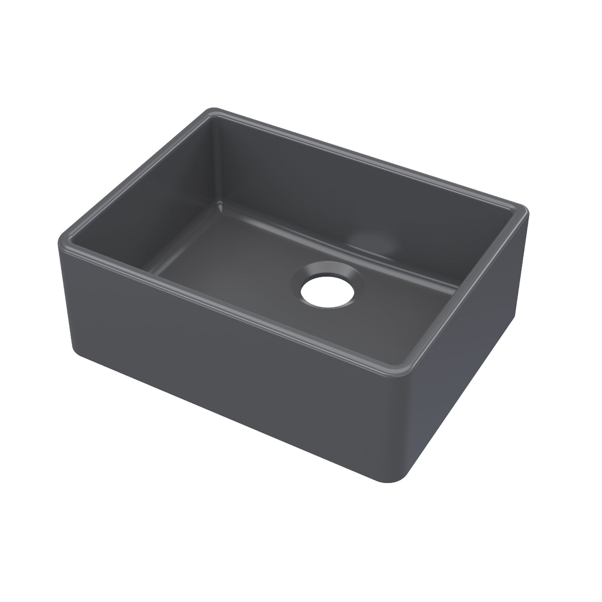 Single Bowl Fireclay Ceramic Butler Kitchen Sink in Dark Grey KU