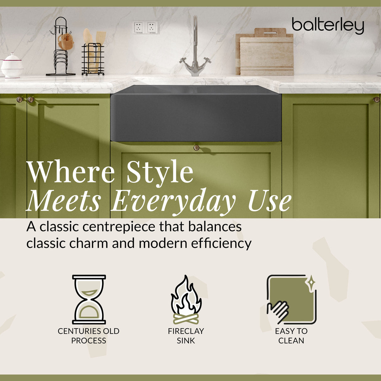 Double Bowl Fireclay Ceramic Butler Kitchen Sink with Full Weir - Choice of Colour