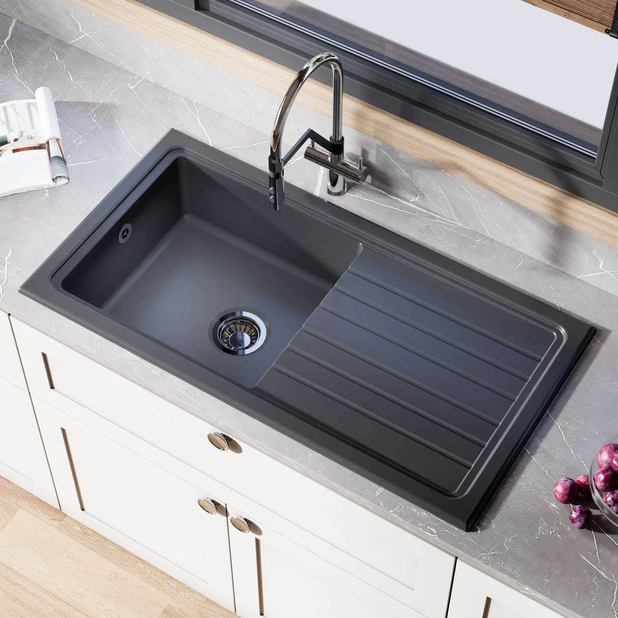 101cm Inset Counter Top Fireclay Ceramic Kitchen Sink - Multiple Options Available