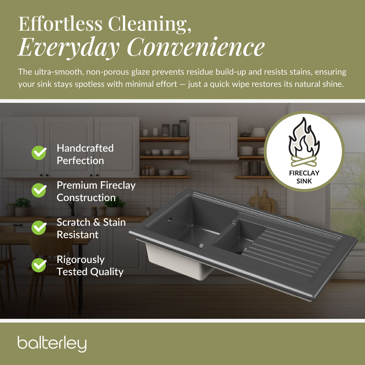 101cm Inset Counter Top Fireclay Ceramic Kitchen Sink - Multiple Options Available