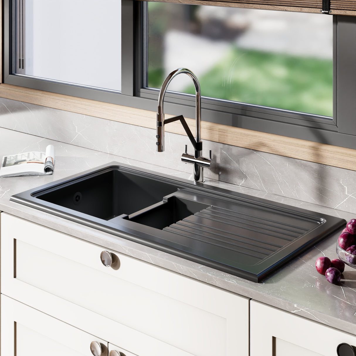 101cm Inset Counter Top Fireclay Ceramic Kitchen Sink - Multiple Options Available