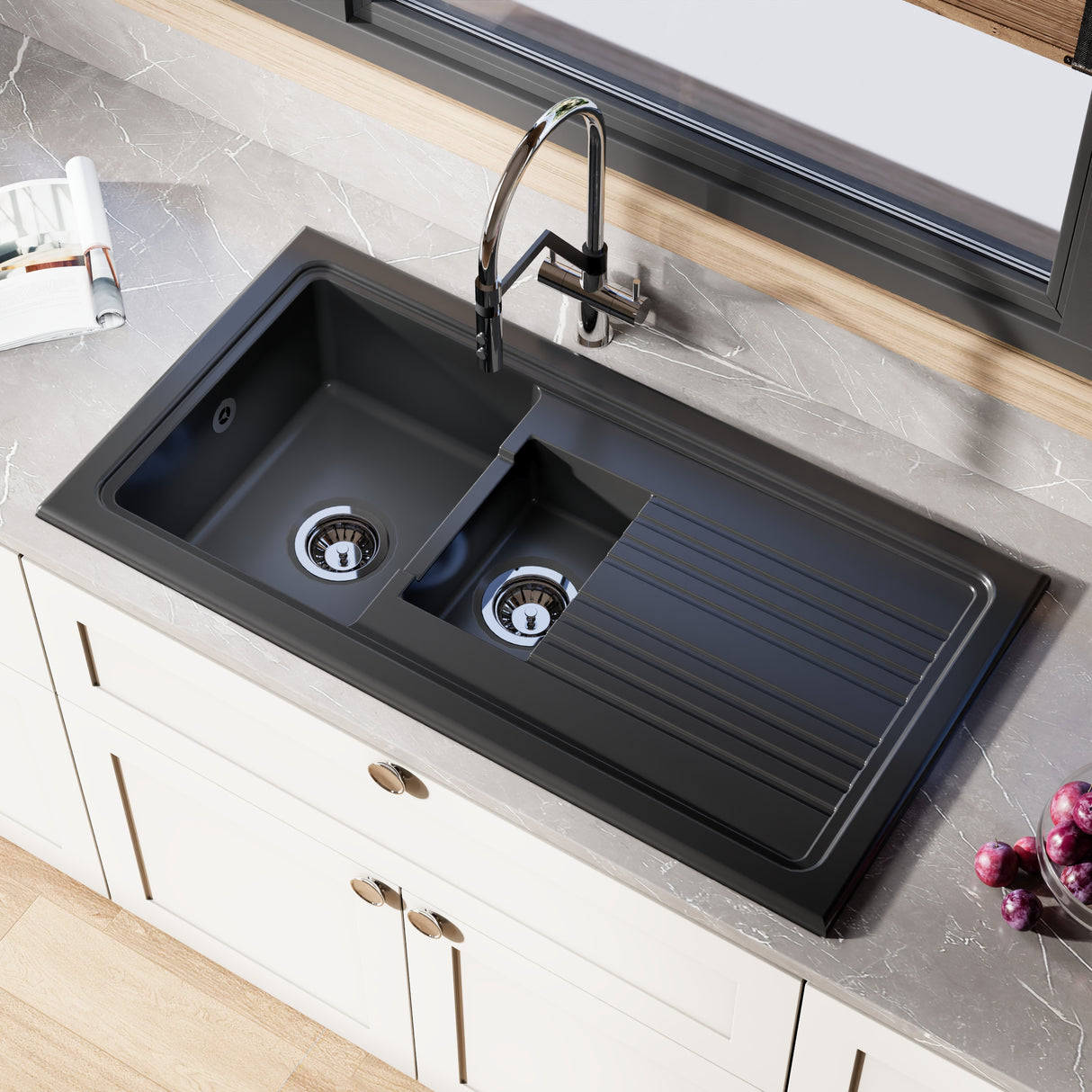 101cm Inset Counter Top Fireclay Ceramic Kitchen Sink - Multiple Options Available