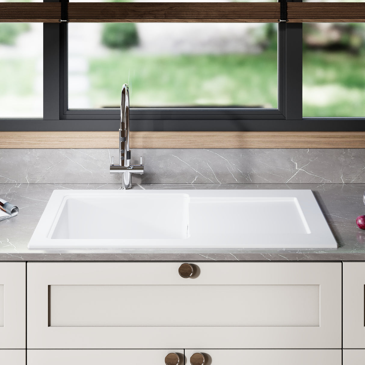 101cm Inset Counter Top Fireclay Ceramic Kitchen Sink - Multiple Options Available