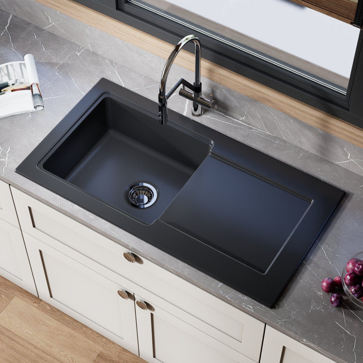 101cm Inset Counter Top Fireclay Ceramic Kitchen Sink - Multiple Options Available