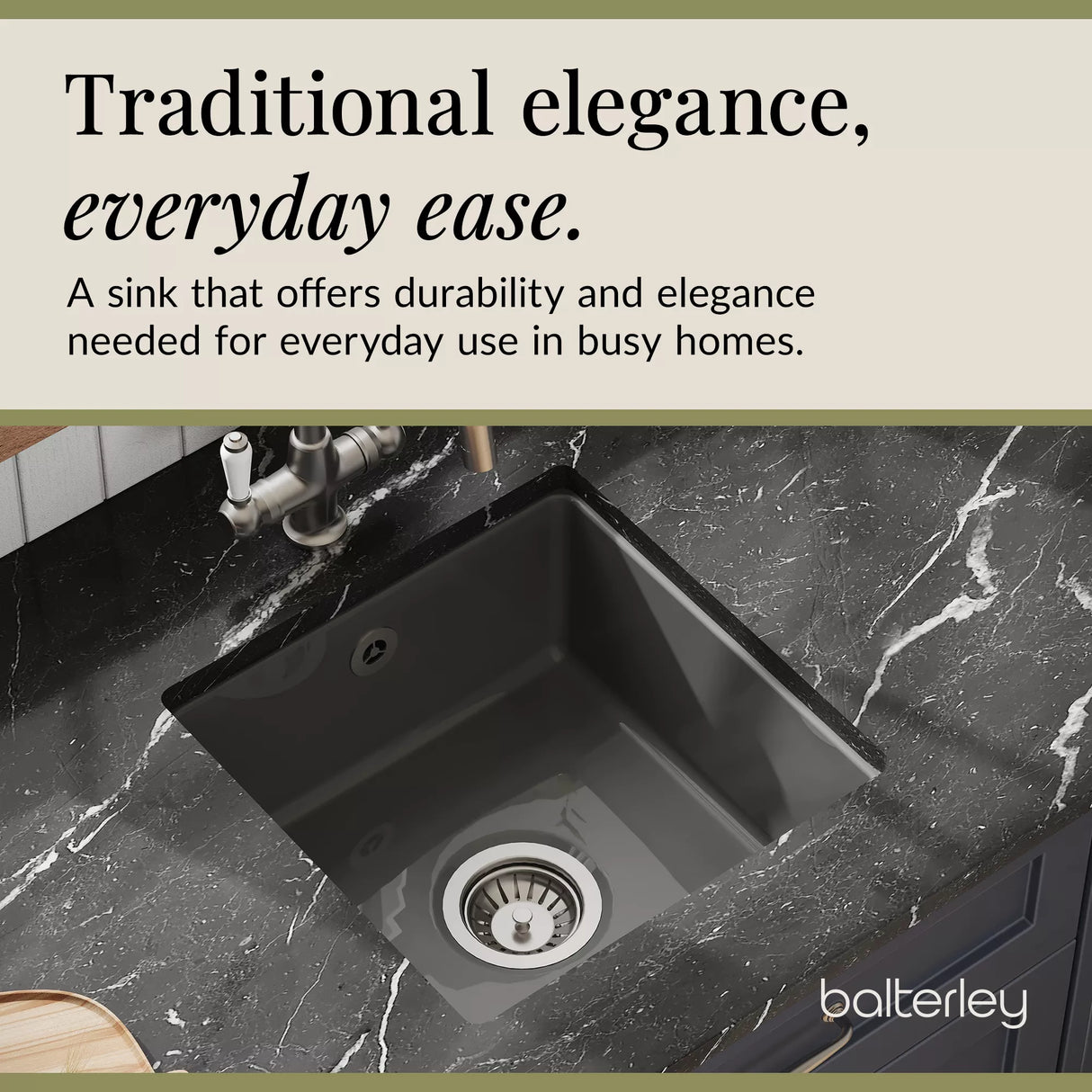 Fireclay Single Bowl Square Undermount Kitchen Sink with Overflow - 457mm - Multiple Colours