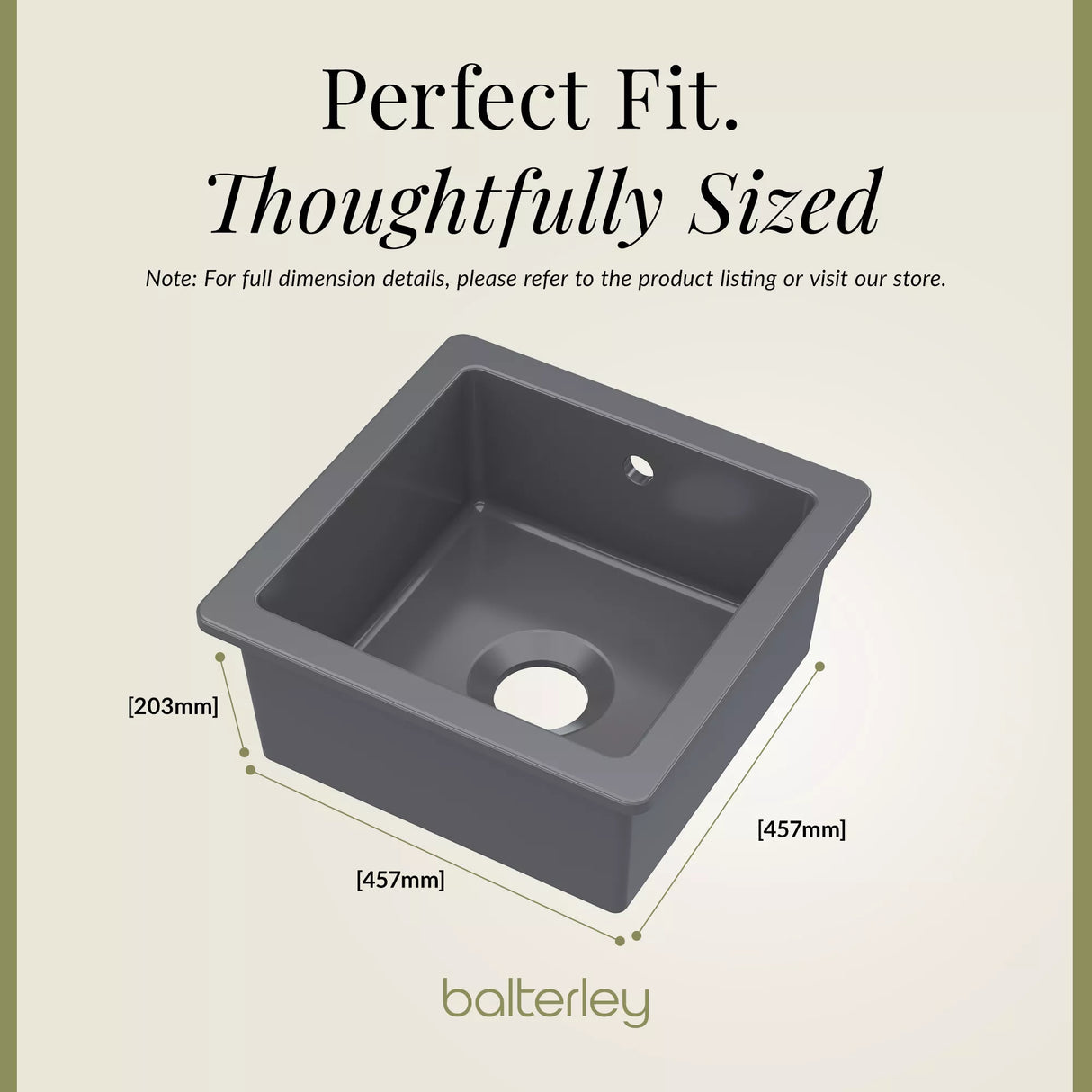 Fireclay Single Bowl Square Undermount Kitchen Sink with Overflow - 457mm - Multiple Colours