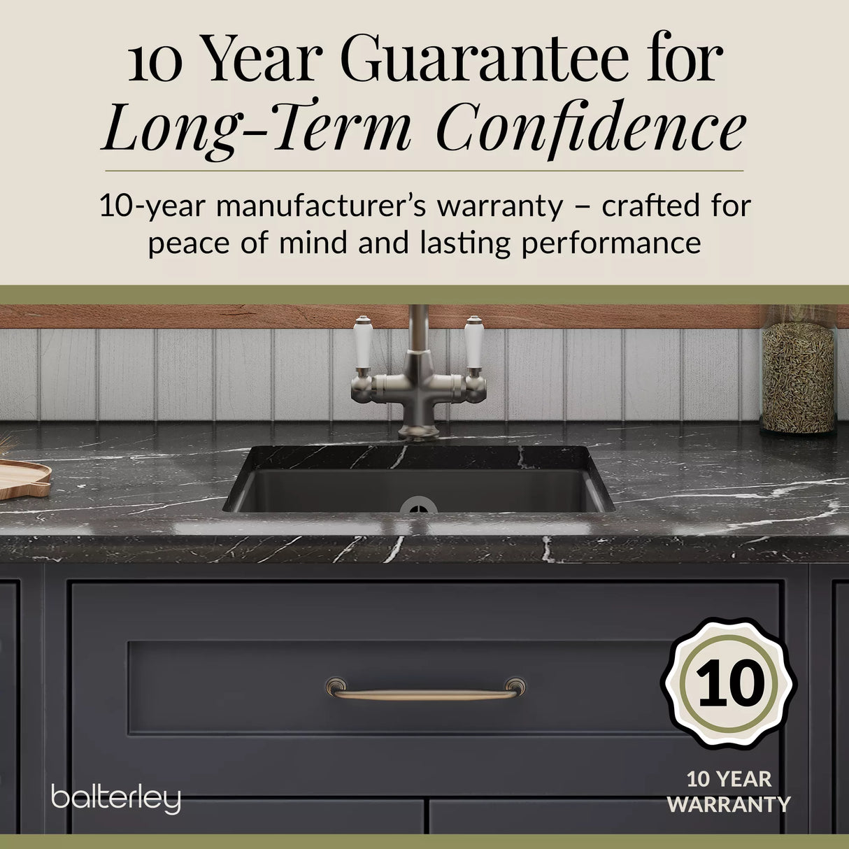 Fireclay Single Bowl Square Undermount Kitchen Sink with Overflow - 457mm - Multiple Colours