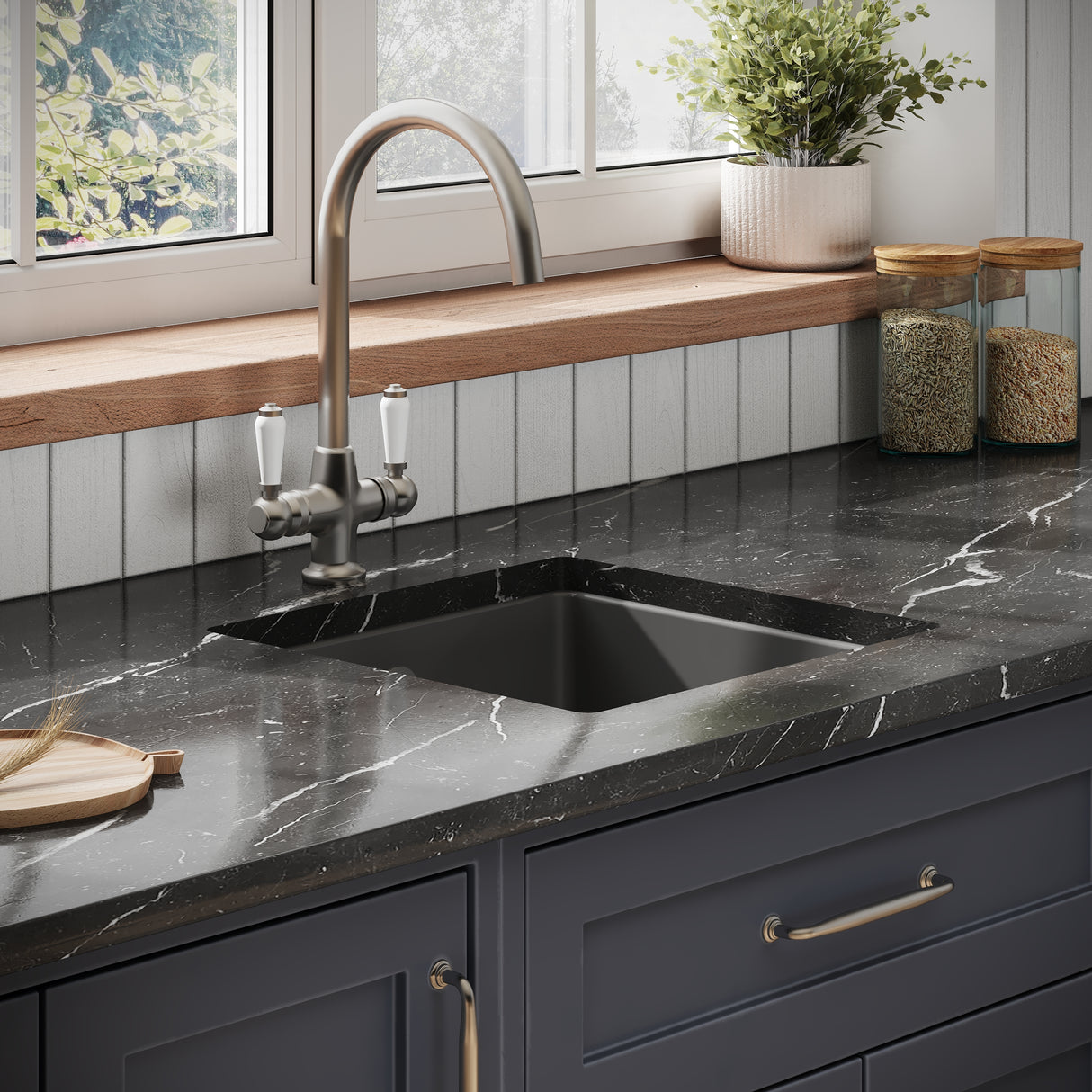 Fireclay Single Bowl Undermount Kitchen Sink with Overflow - 457mm - Multiple Colours