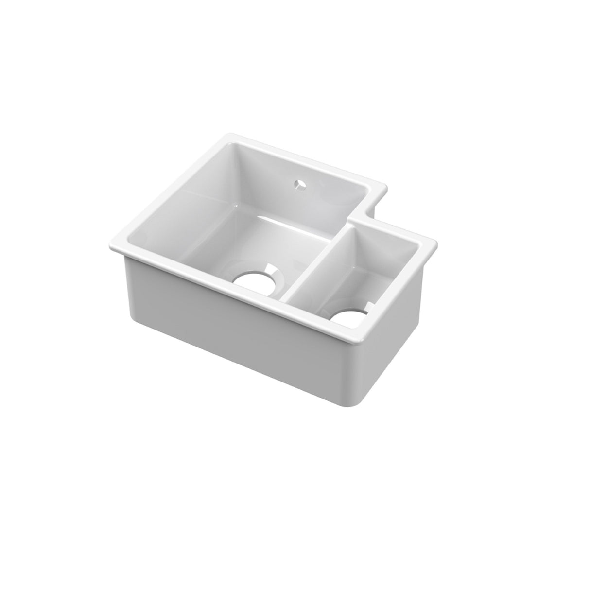 Fireclay 1.5 Bowl Undermount Kitchen Sink with Overflow - 549mm - Available as Left or Right Hand