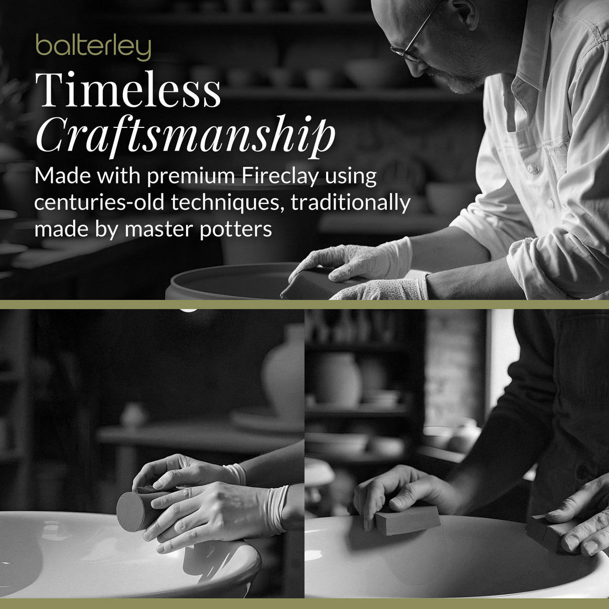 Single Bowl Fireclay Ceramic Cleaner Sink w.Grid - Multiple Sizes and Accessories