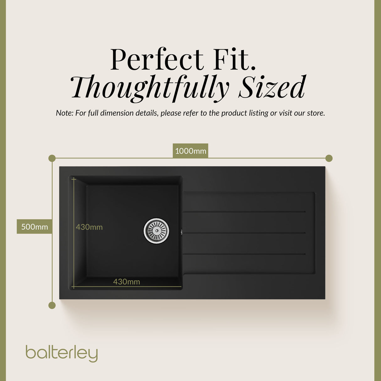 101cm Composite Inset Kitchen Sink with Overflow & Drainer - Available in Multiple Colours