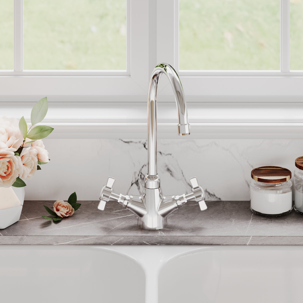 Traditional Mono Mixer Kitchen Tap - Multiple Handle and Finish Options Available