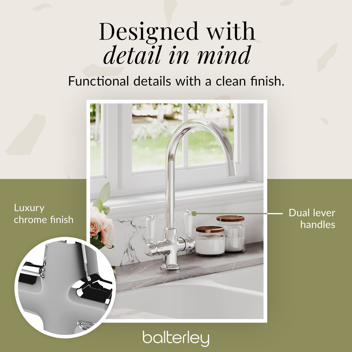 Traditional Mono Mixer Kitchen Tap - Multiple Handle and Finish Options Available