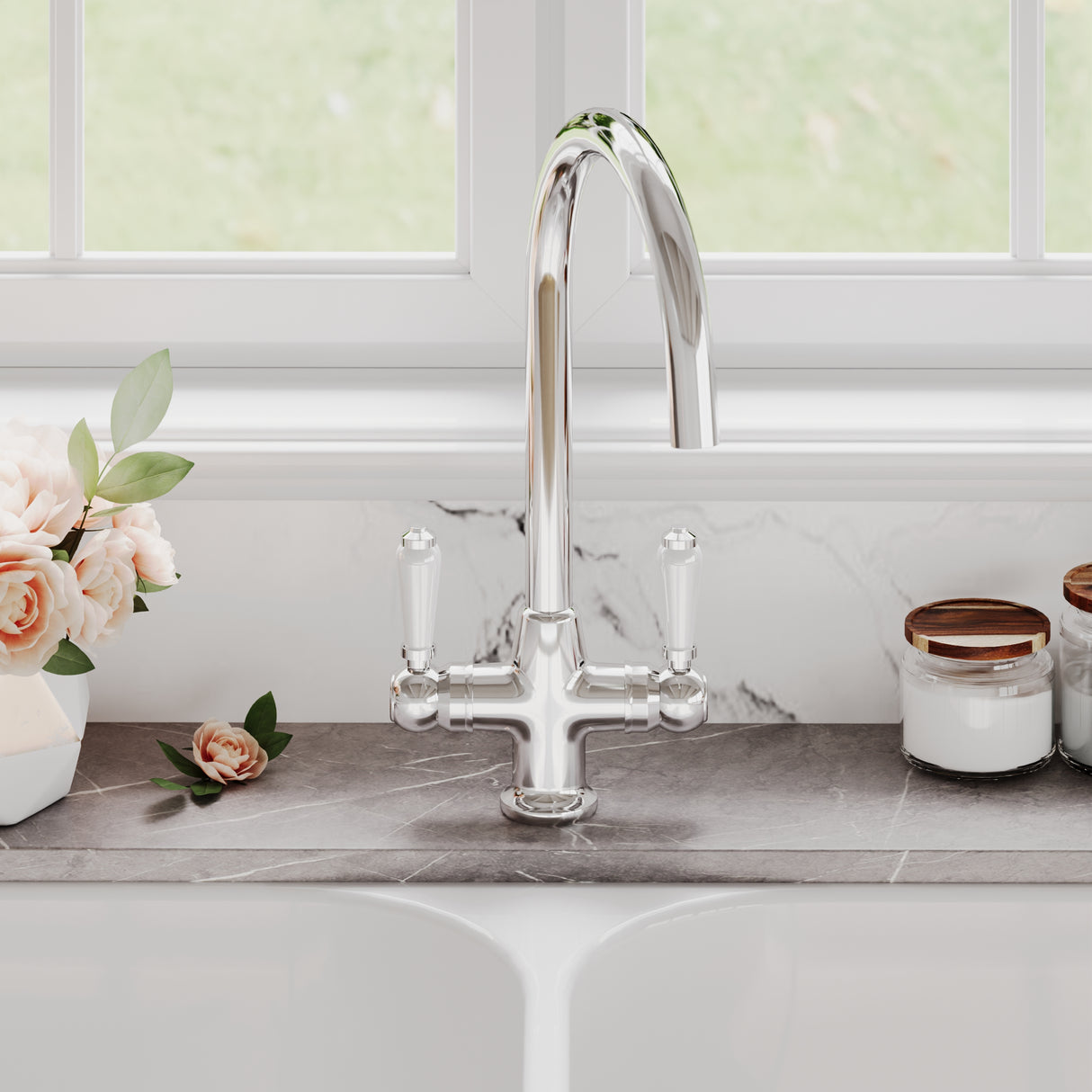 Traditional Mono Mixer Kitchen Tap - Multiple Handle and Finish Options Available