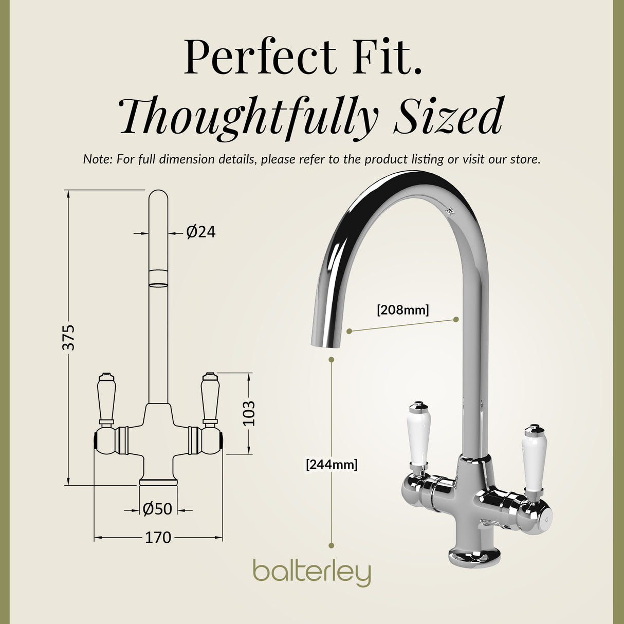 Traditional Mono Mixer Kitchen Tap - Multiple Handle and Finish Options Available