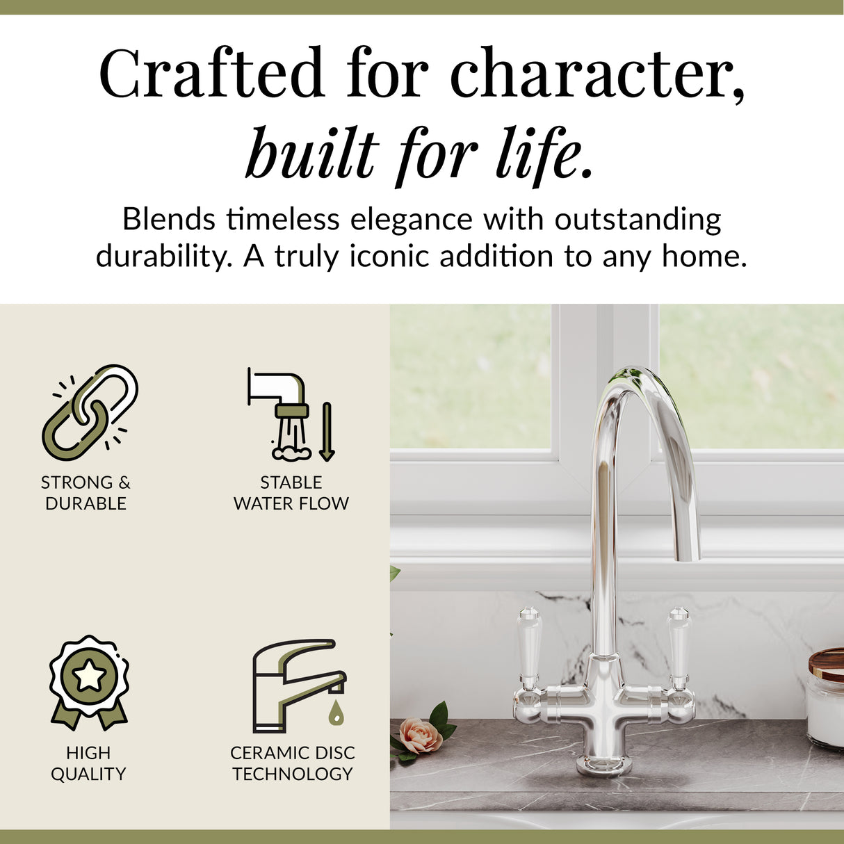 Traditional Mono Mixer Kitchen Tap - Multiple Handle and Finish Options Available