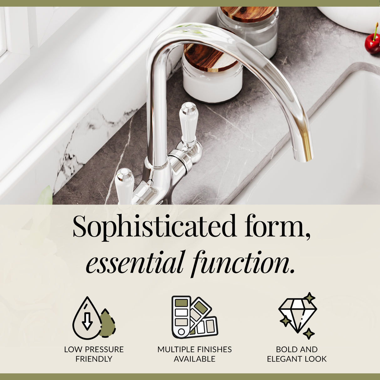 Traditional Mono Mixer Kitchen Tap - Multiple Handle and Finish Options Available