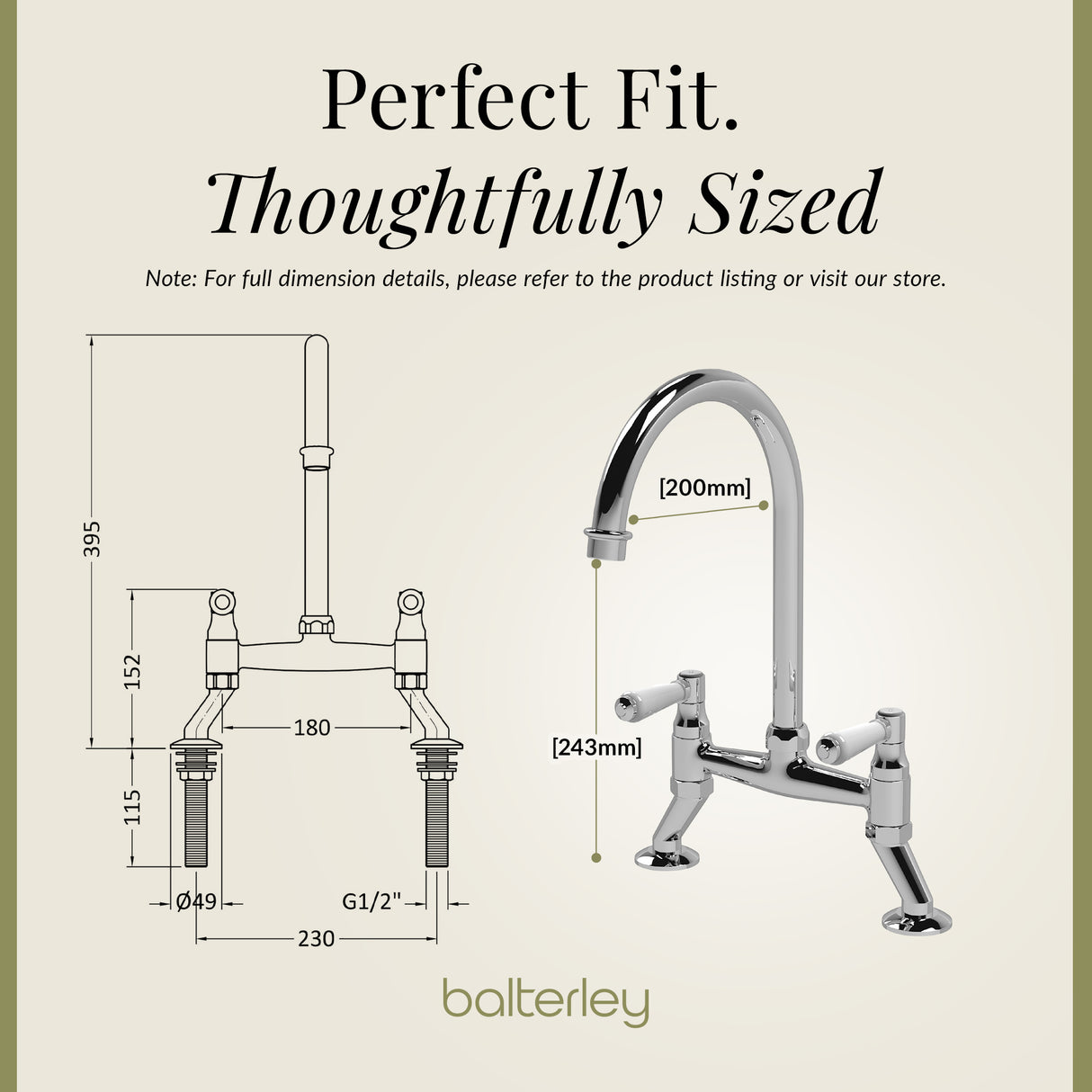 Traditional Bridge Mixer Kitchen Tap - With Multiple Finishes and Handle Options Available