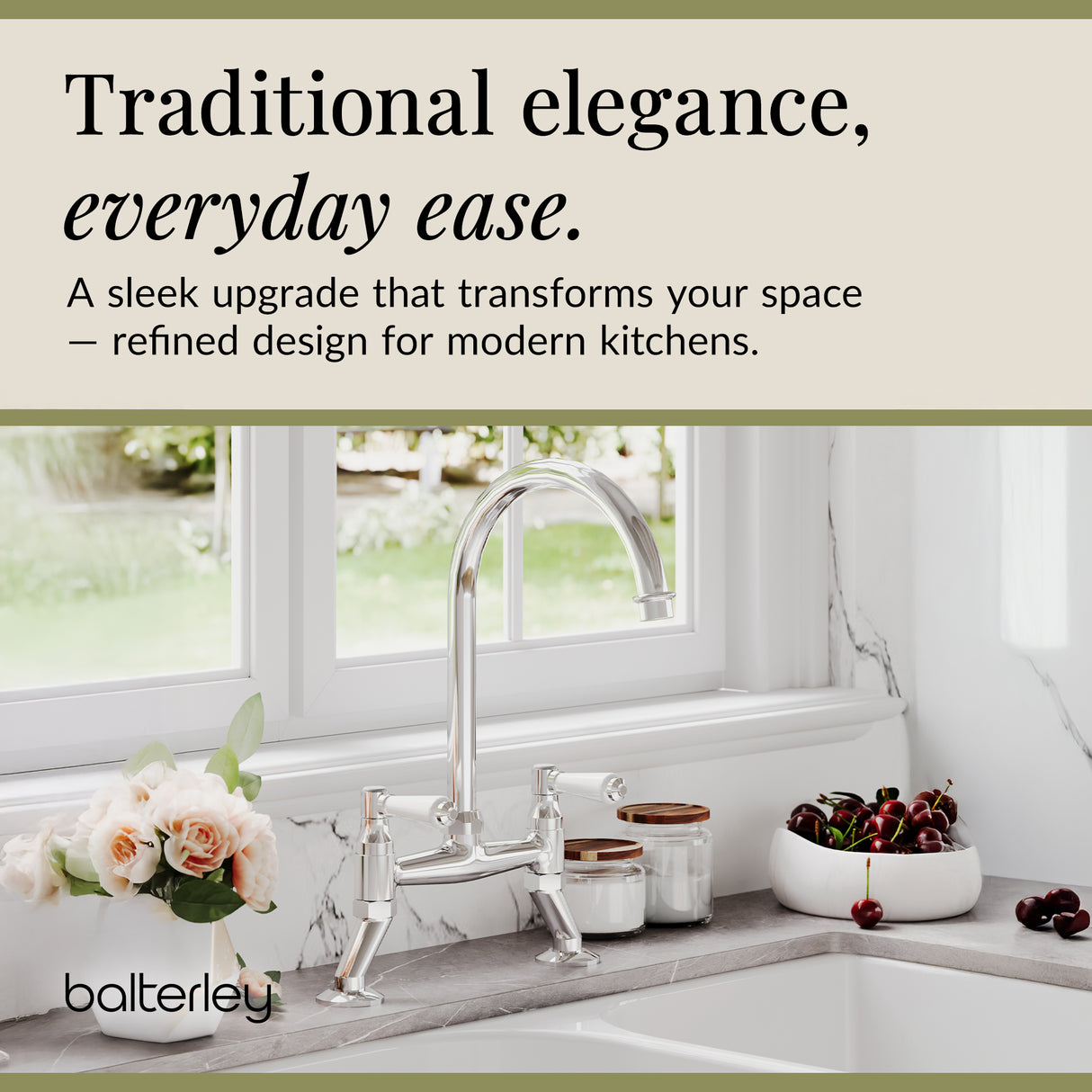 Traditional Bridge Mixer Kitchen Tap - With Multiple Finishes and Handle Options Available