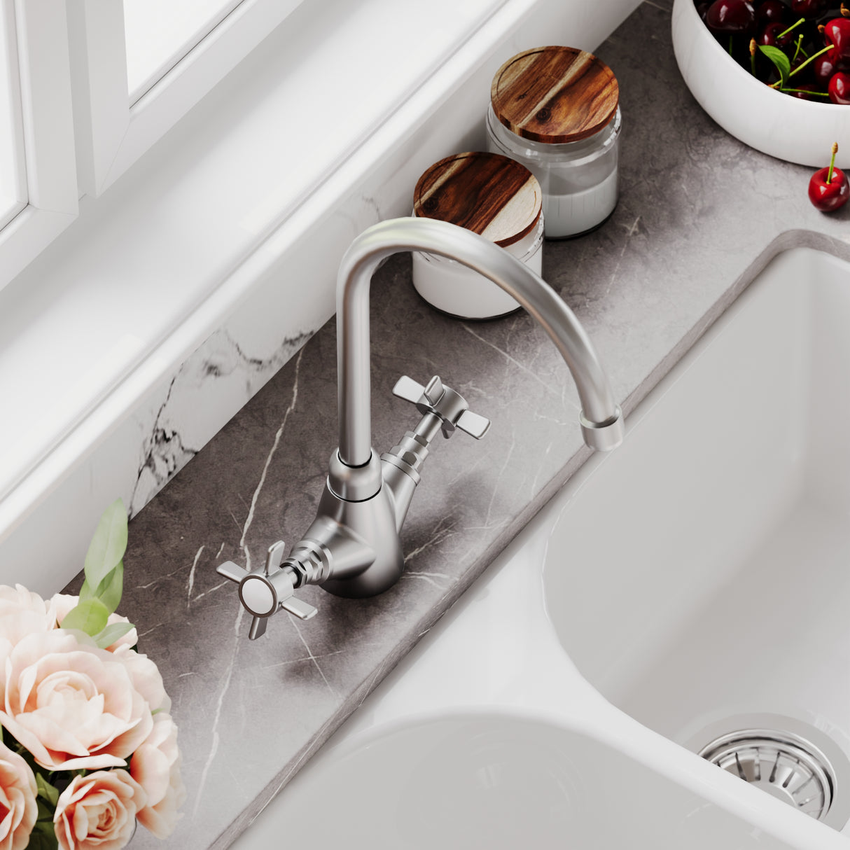 Traditional Mono Mixer Kitchen Tap - Multiple Handle and Finish Options Available