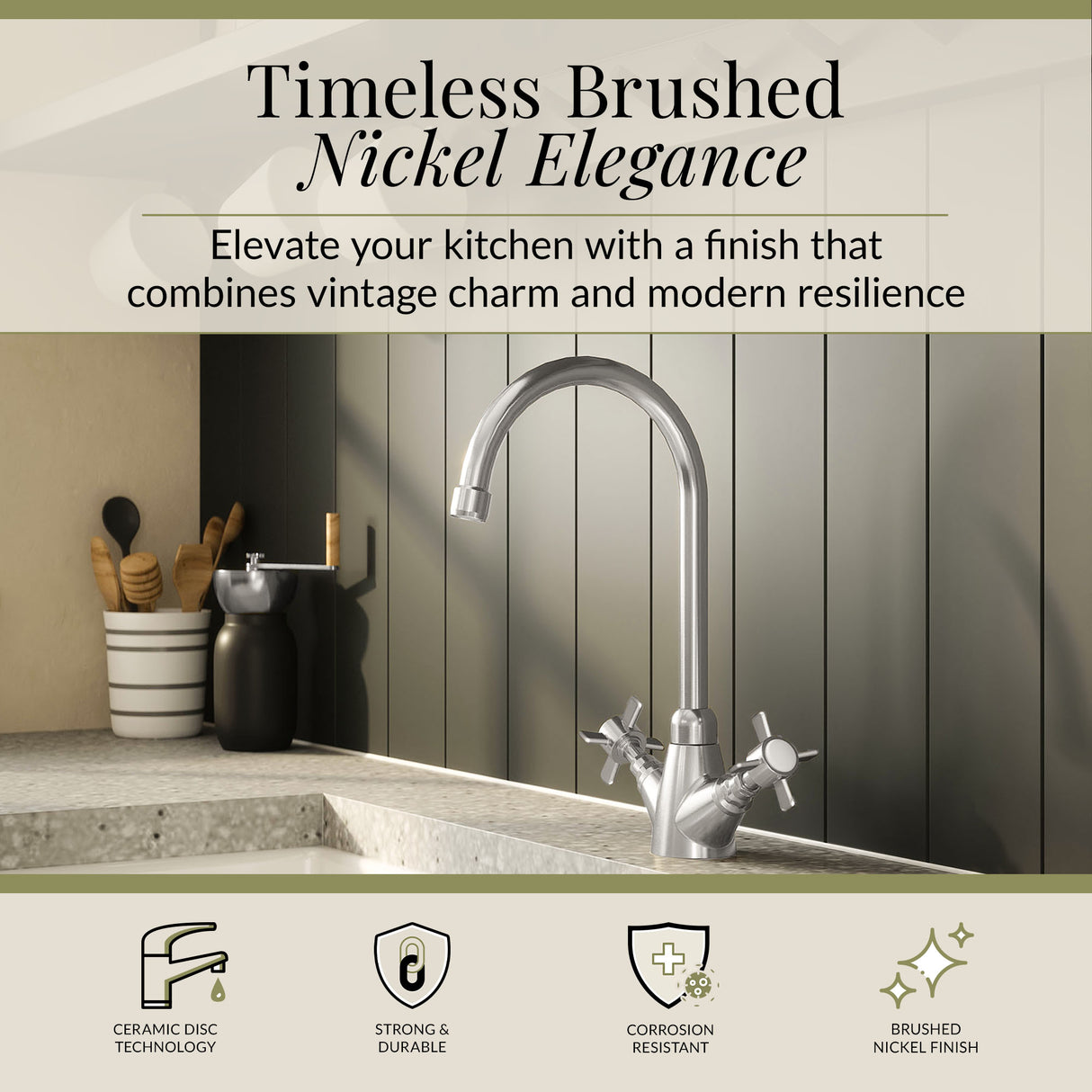 Traditional Mono Mixer Kitchen Tap - Multiple Handle and Finish Options Available