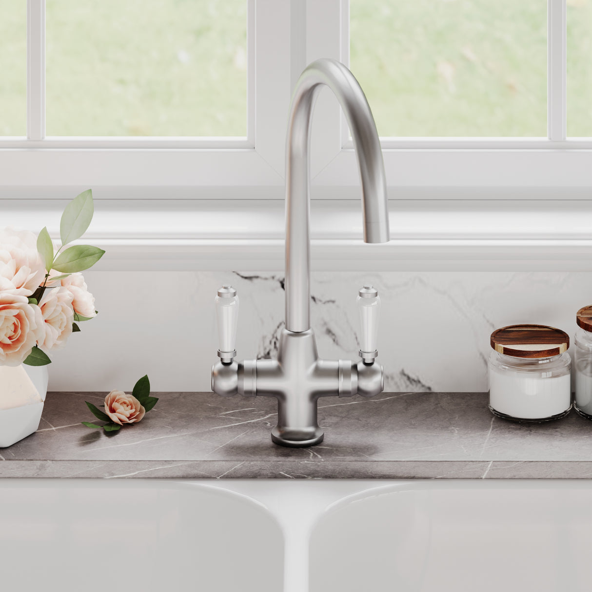 Traditional Mono Mixer Kitchen Tap - Multiple Handle and Finish Options Available