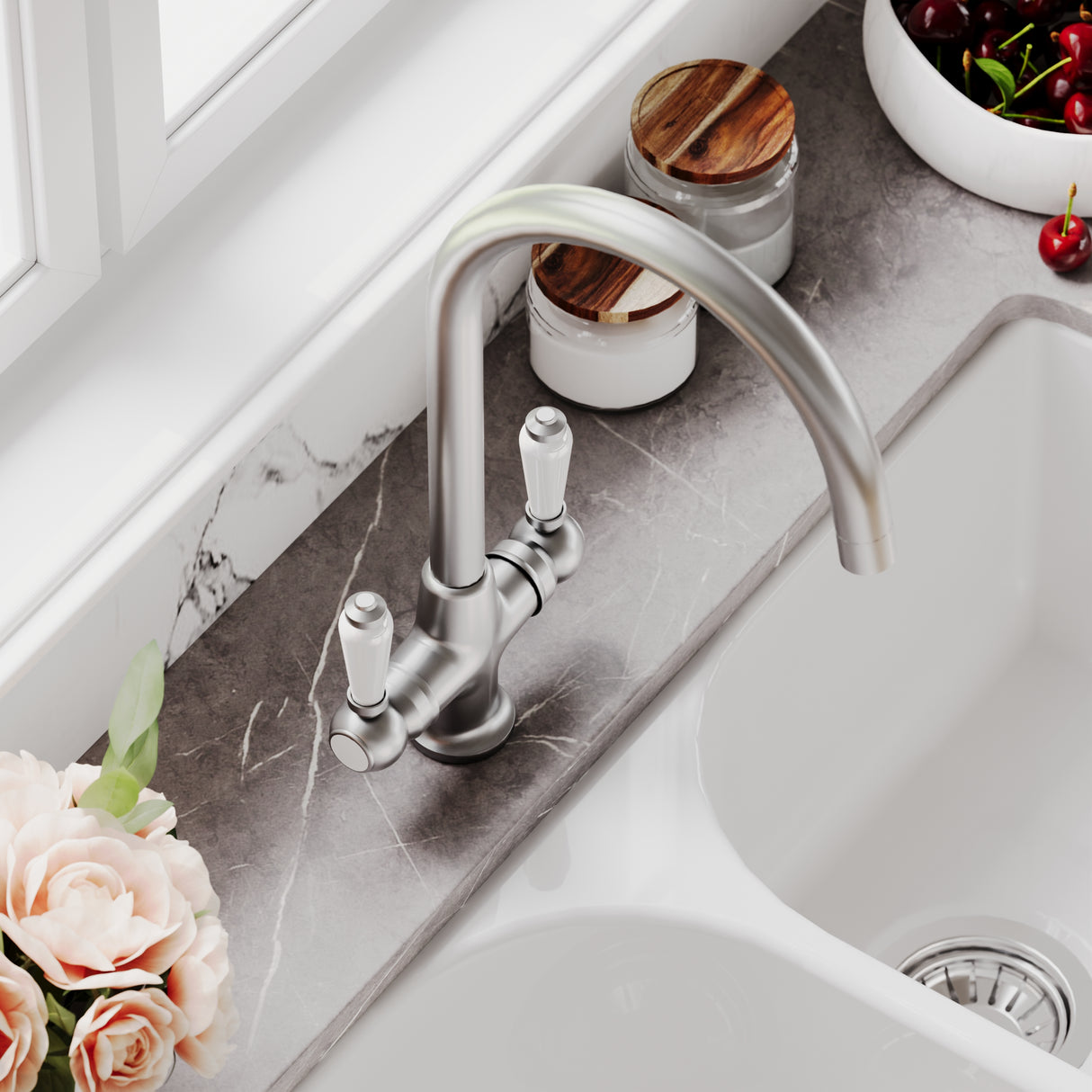 Traditional Mono Mixer Kitchen Tap - Multiple Handle and Finish Options Available