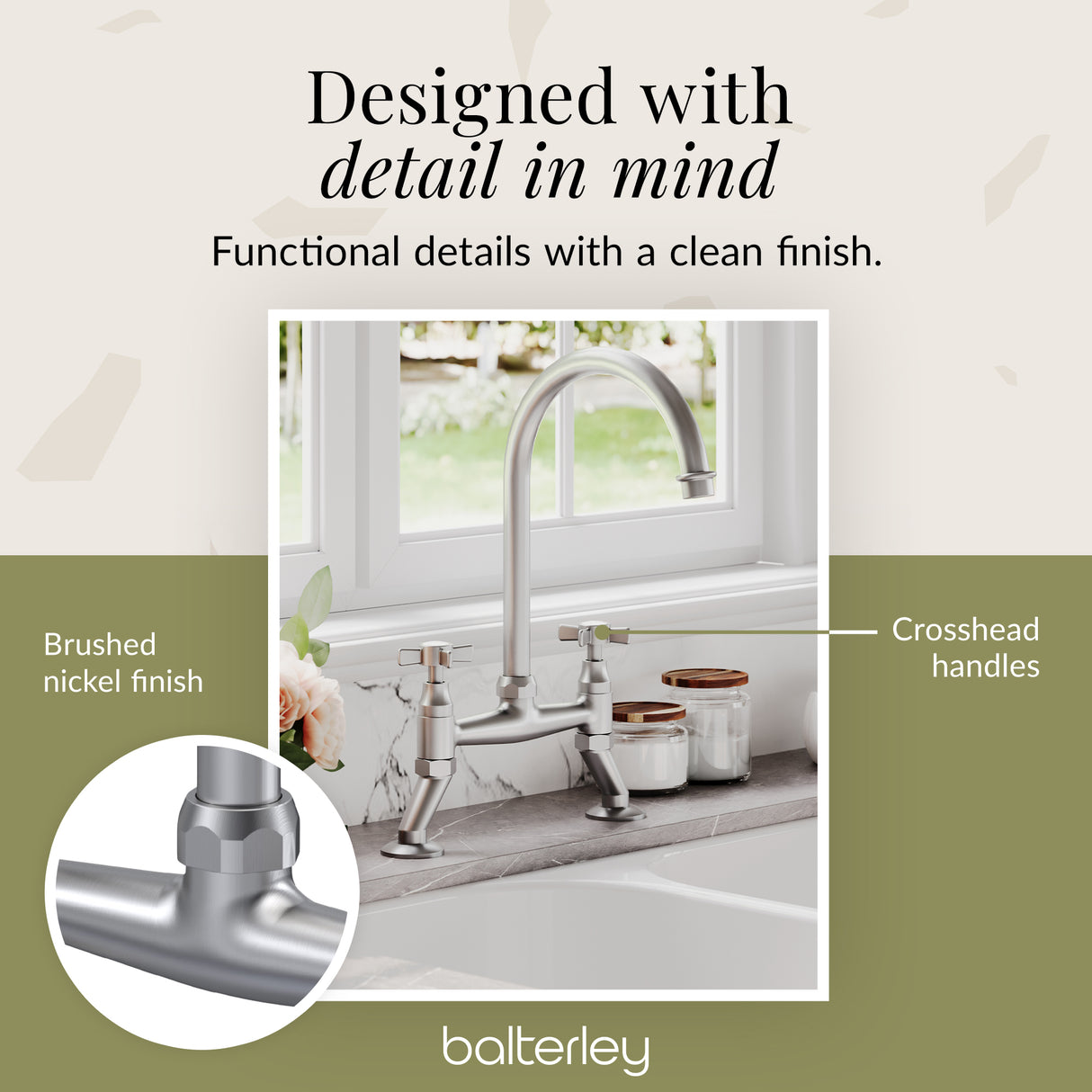 Traditional Bridge Mixer Kitchen Tap - With Multiple Finishes and Handle Options Available