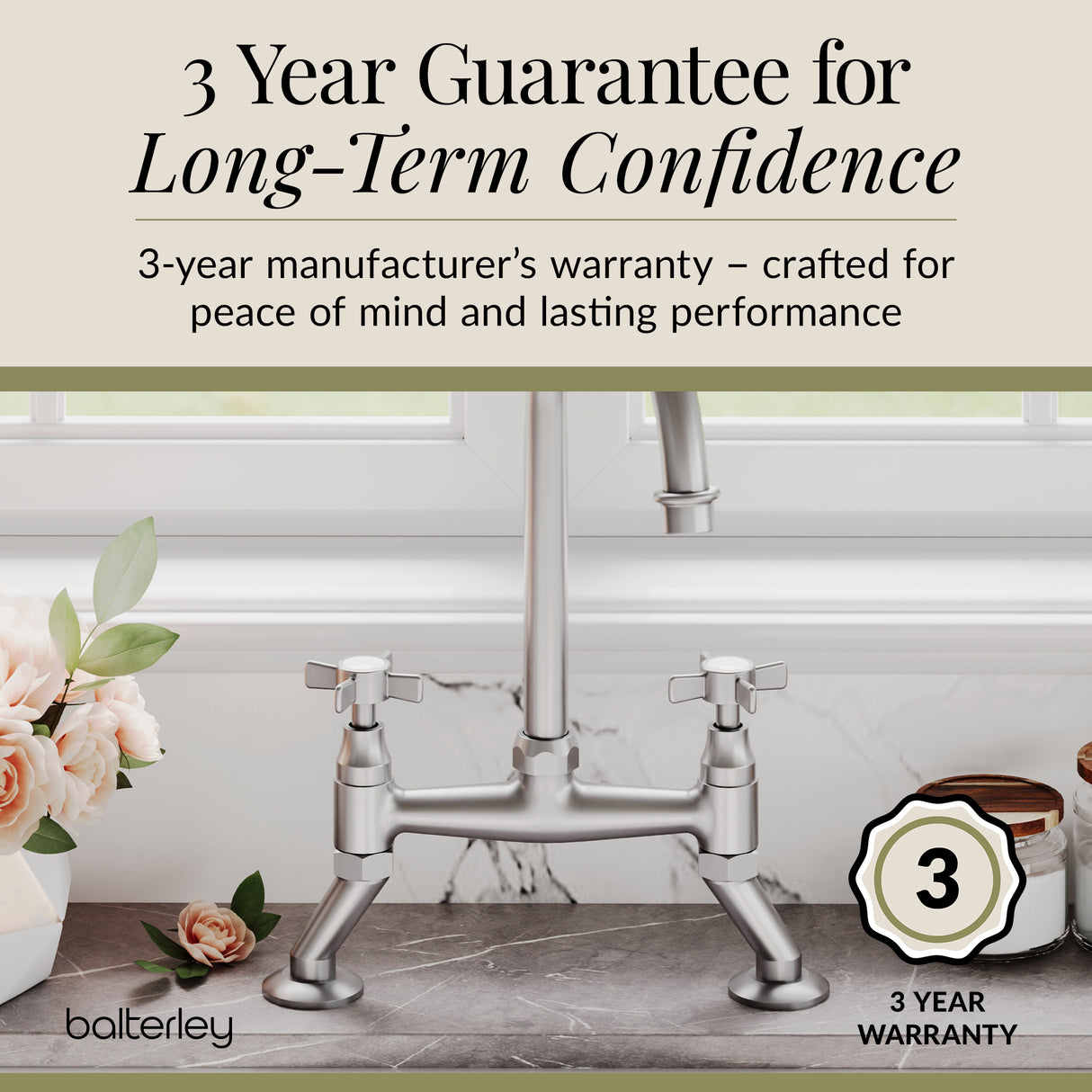 Traditional Bridge Mixer Kitchen Tap - With Multiple Finishes and Handle Options Available