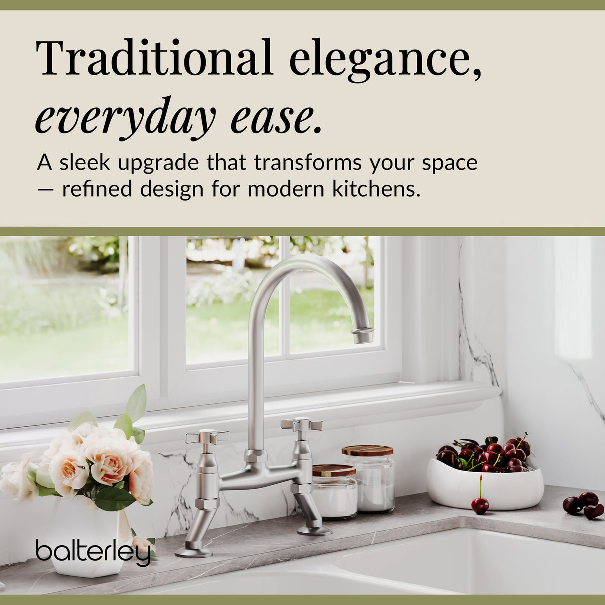 Traditional Bridge Mixer Kitchen Tap - With Multiple Finishes and Handle Options Available