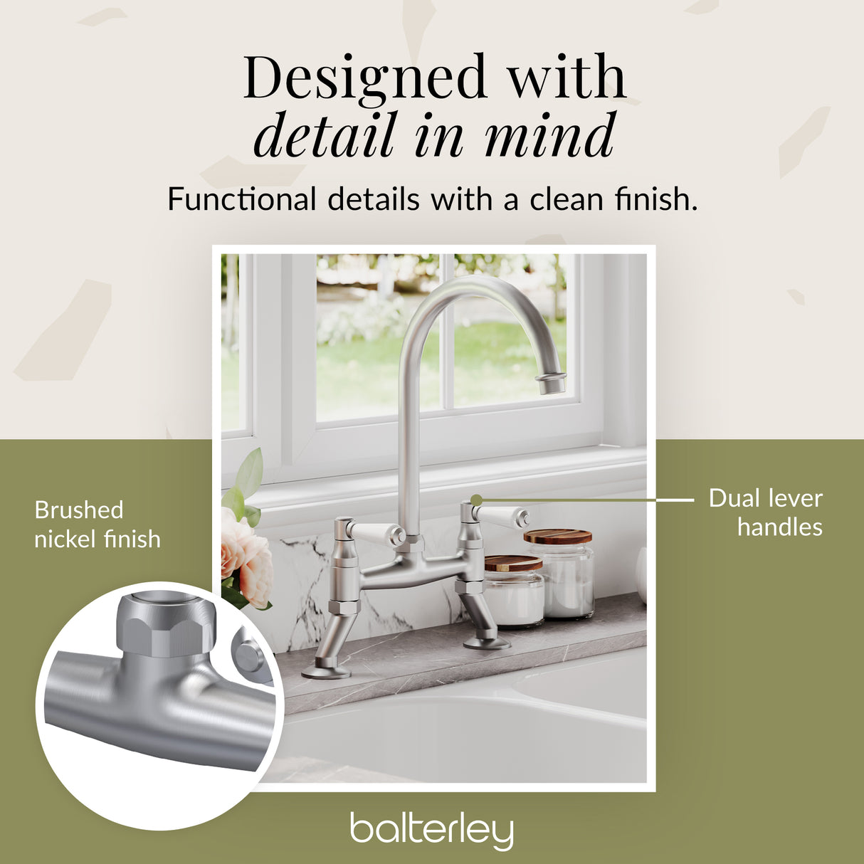 Traditional Bridge Mixer Kitchen Tap - With Multiple Finishes and Handle Options Available