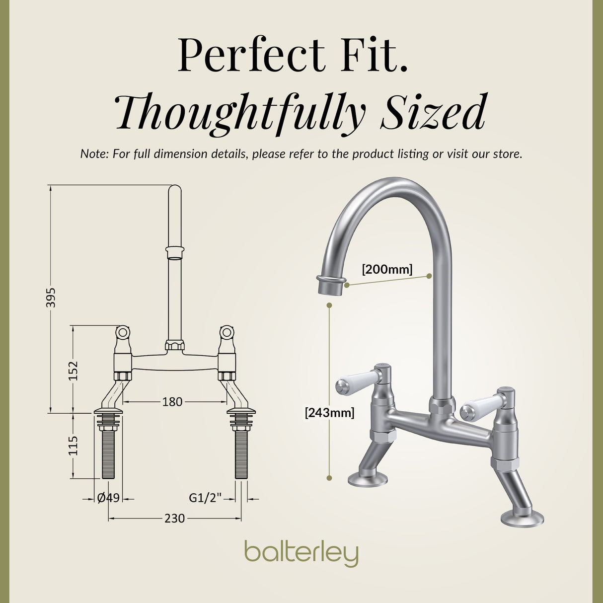 Traditional Bridge Mixer Kitchen Tap - With Multiple Finishes and Handle Options Available